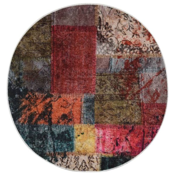 gulvtæppe Ï120 skridsikkert vaskbart patchworkdesign flerfarvet